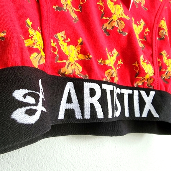 Artistix Junior's Printed Logo Band Sports Bra Red Size Large - Picture 12 of 16